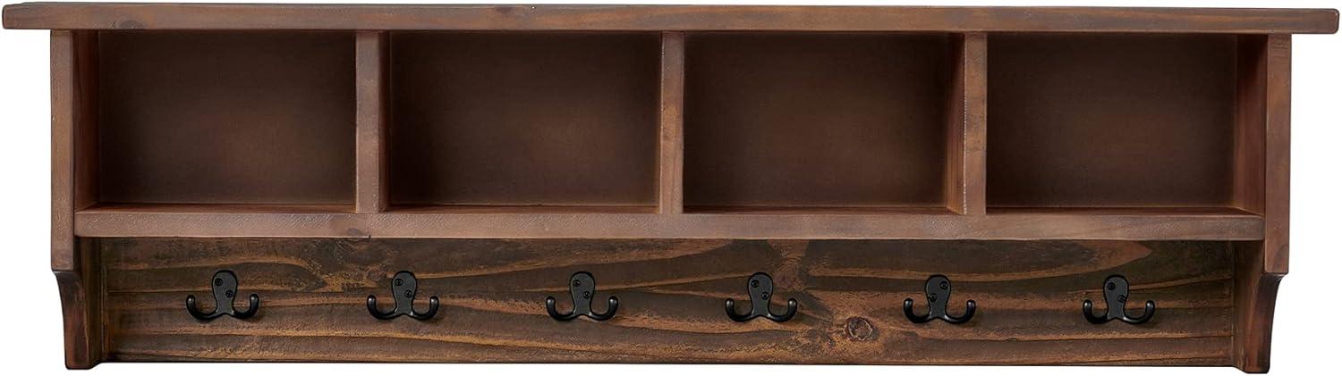 48 in. Pomona Metal & Wood Entryway Coat Hook with Storage Cubbies