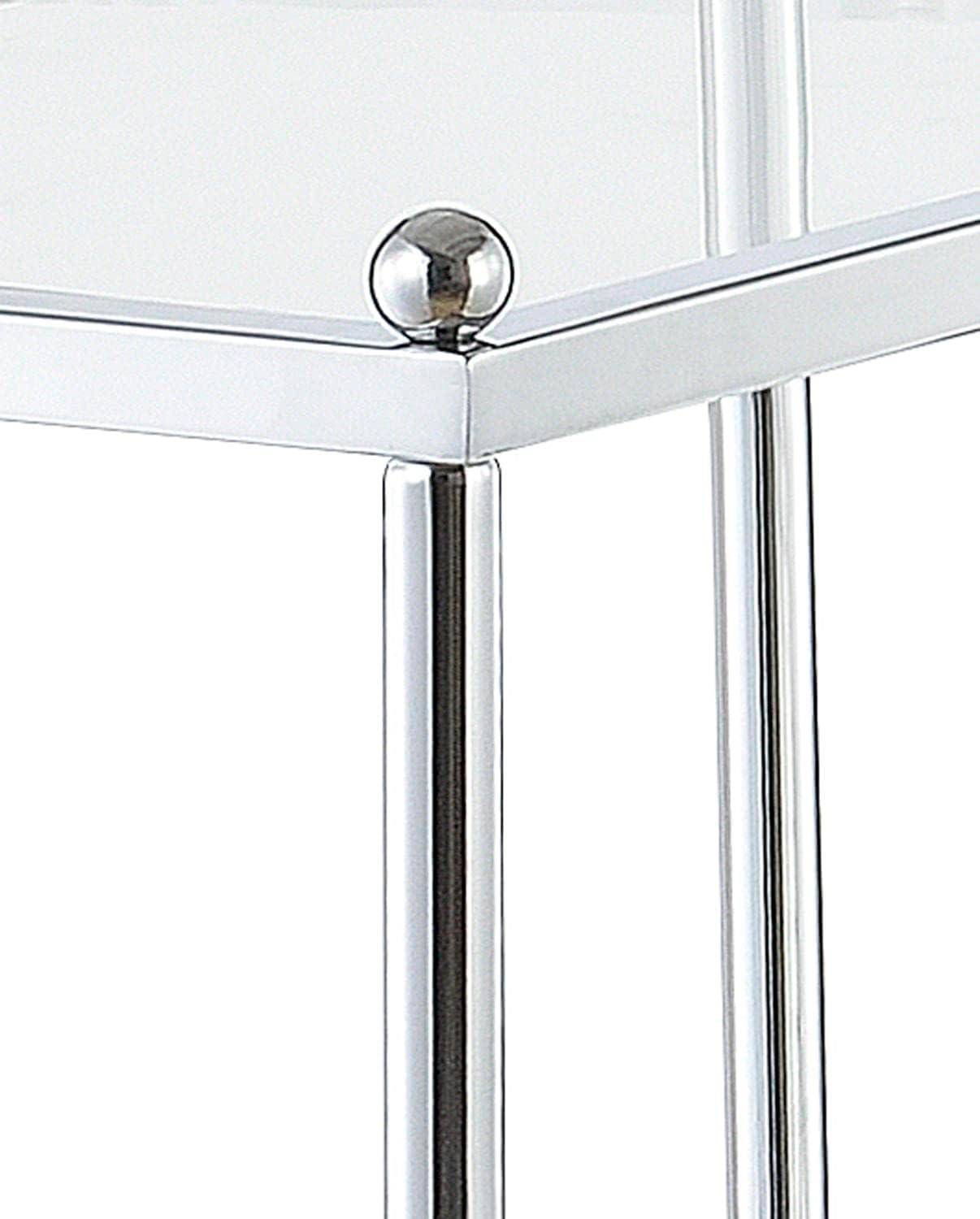 Elegant Chrome & Glass 3-Tier L-Shaped End Table