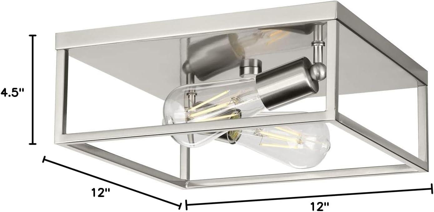 Progress Lighting, Perimeter Collection, 2-Light Flush Mount Ceiling Light, Brushed Nickel, Open-Frame Design