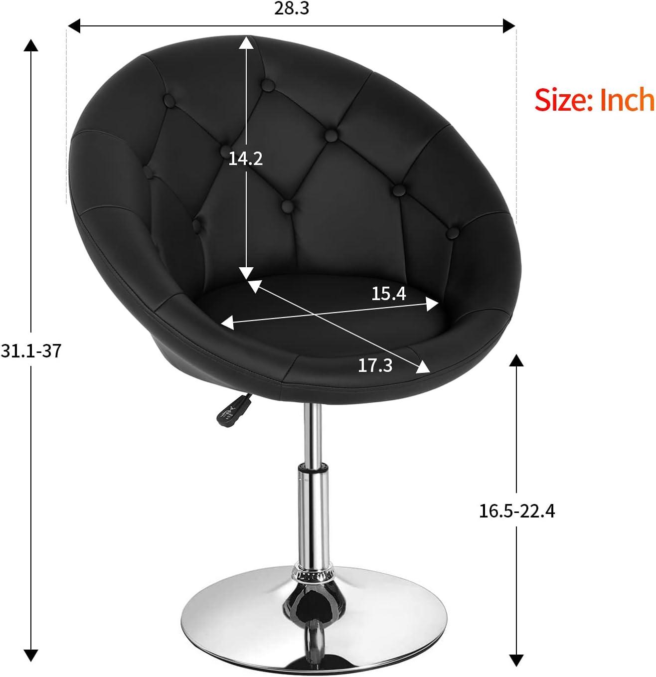Yaheetech Height Adjustable Swivel Upholstered Round Accent Chair Barrel Chair-Black
