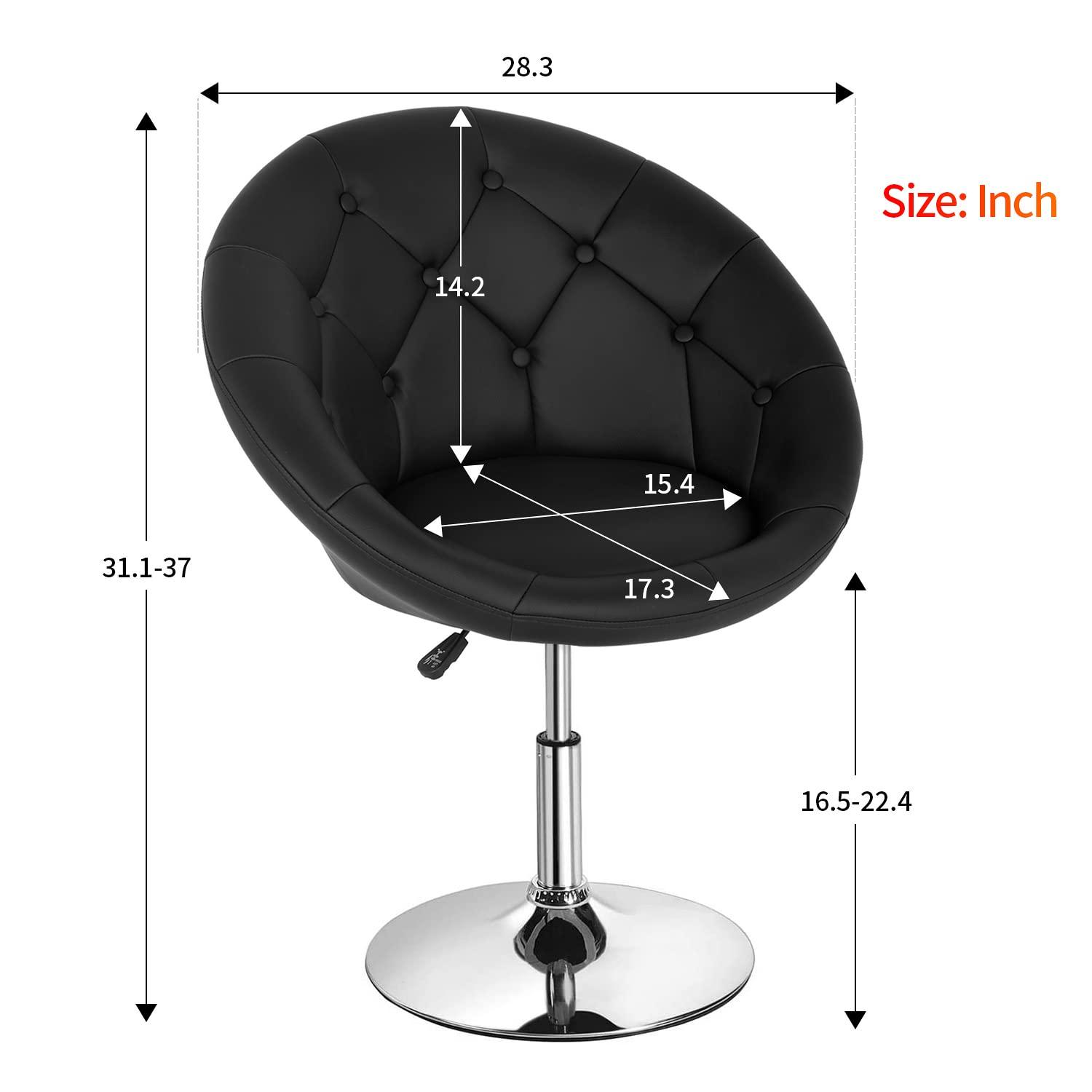 Yaheetech Height Adjustable Swivel Upholstered Round Accent Chair Barrel Chair-Black