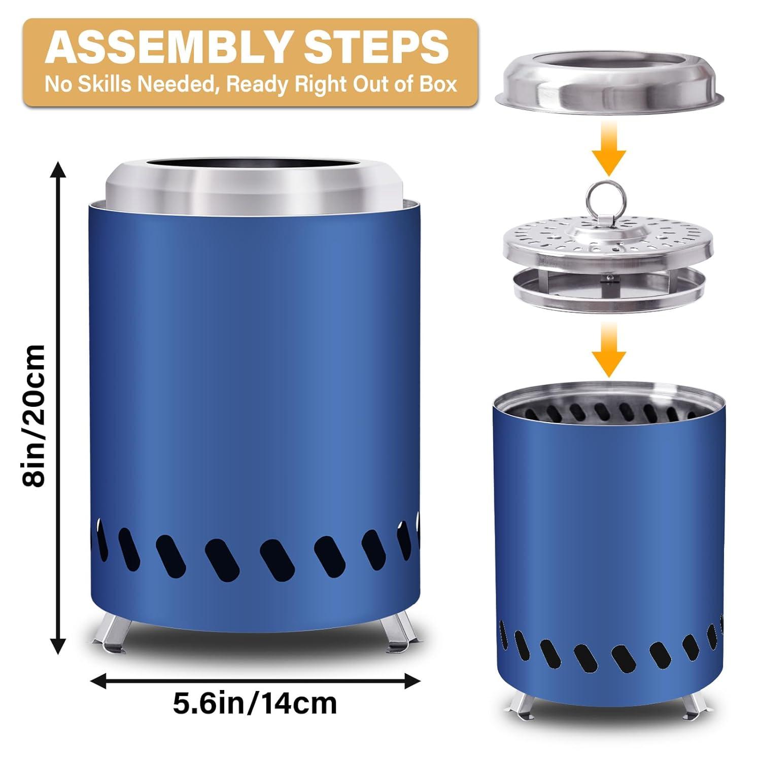 5.5inch Mini Fire Pit for Table, Small Tabletop Fire Pit , Outdoor Fire Pit Tabletop with Carry Bag,Stainless Steel, Blue