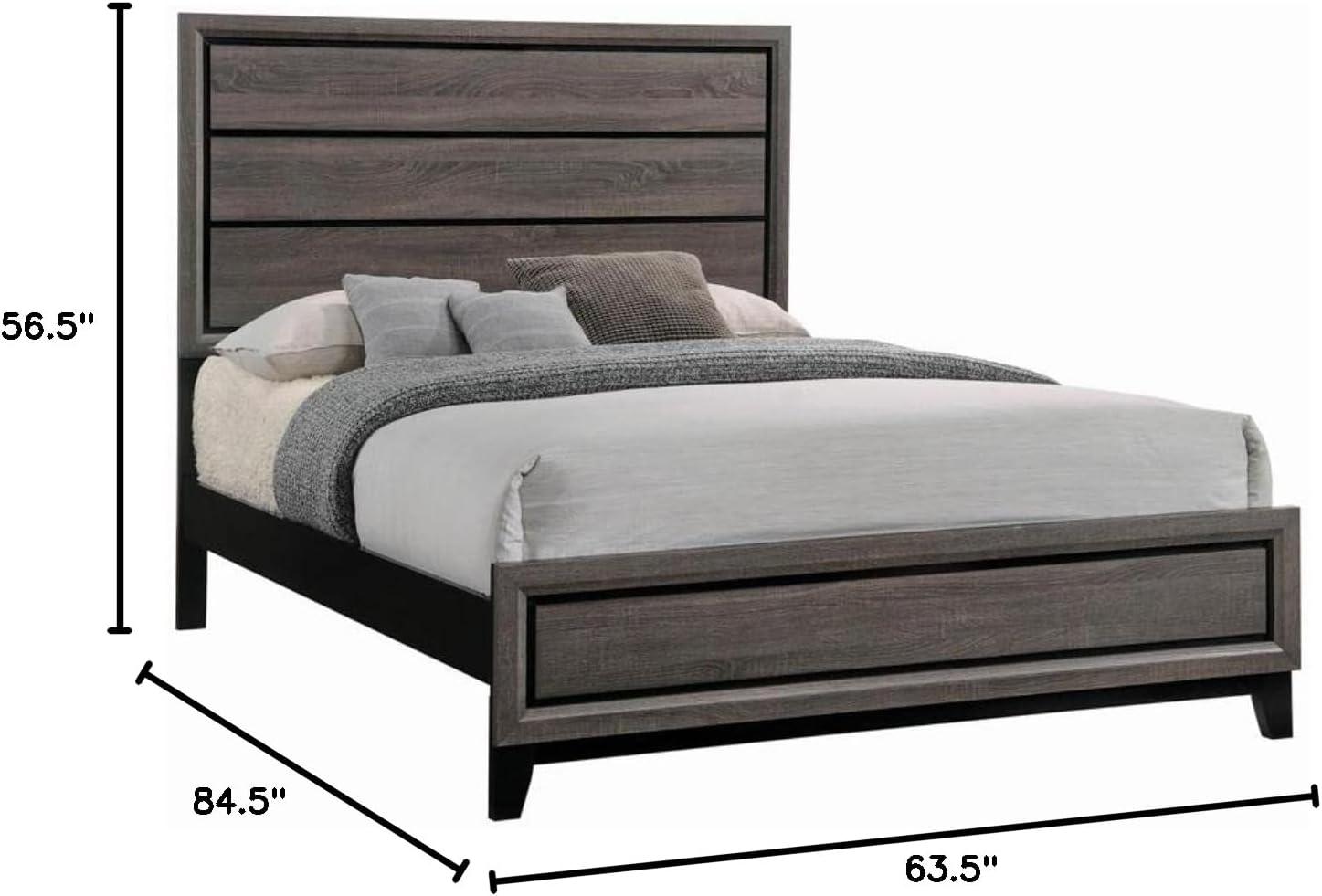 Coaster Watson 63.5" x 84.5" Wood Queen Panel Bed in Gray Oak