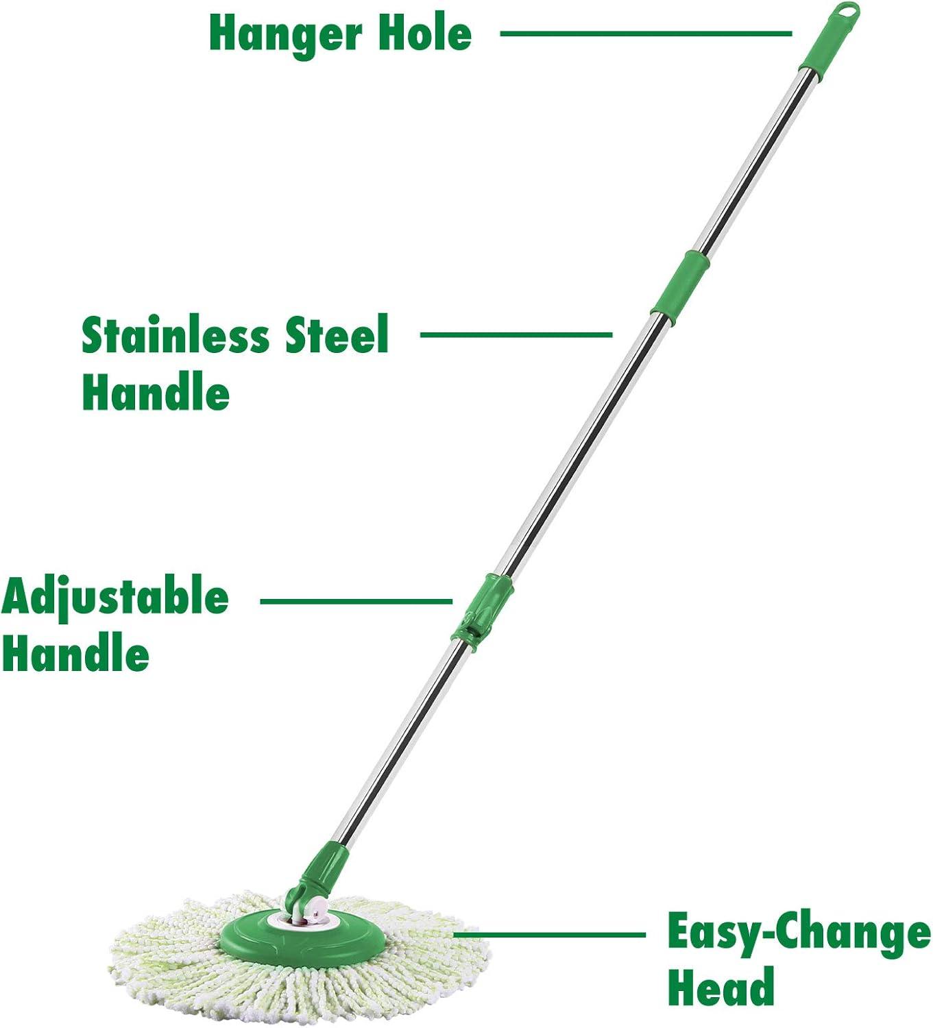 JepoIA All-In- One Microfiber Spin Mop and Bucket Floor Cleaning System, 2 Gallons, Green & White