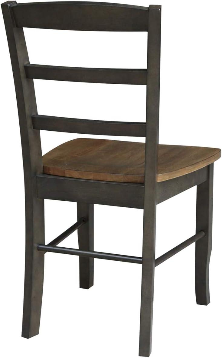 Set of 2 Hickory Washed Coal High Ladderback Side Chairs