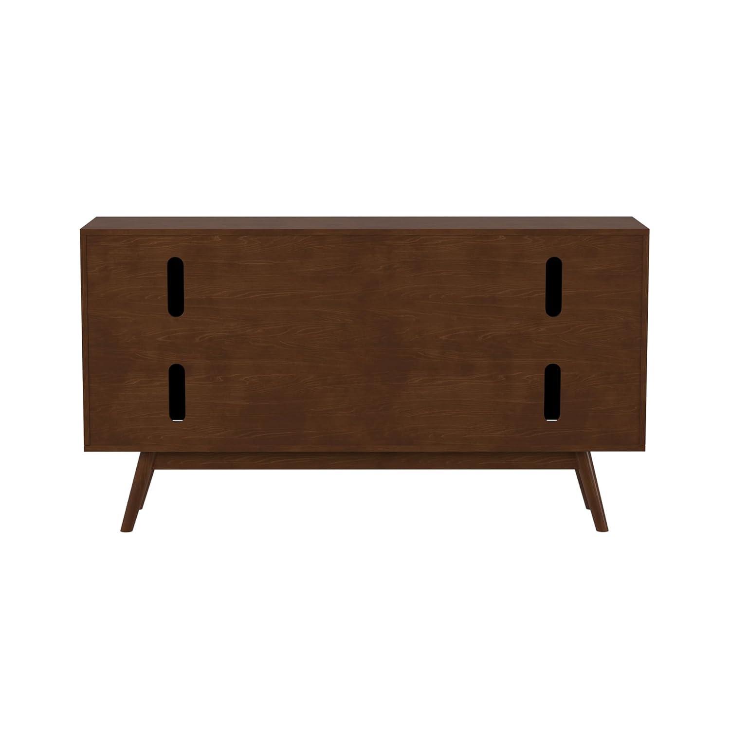 Walker Edison Mid Century Modern-TV Stand Console with 3 Drawers and Closed Cabinet Storage, 60", Walnut