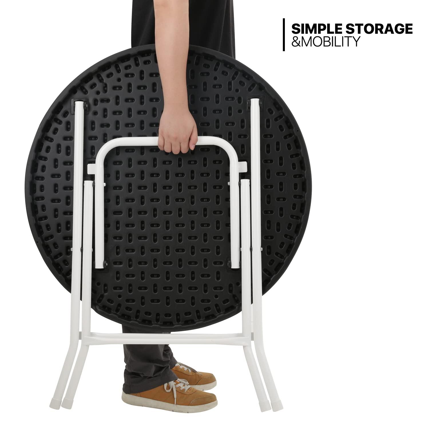 31.5" Round Folding Banquet Table, Portable Plastic Coffee Card Dining Table for Outdoor Party Event