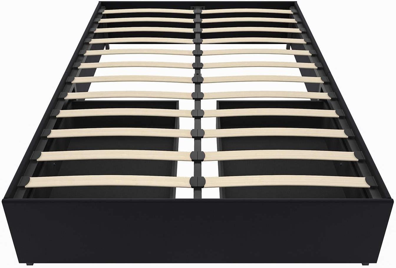 DHP Maven Platform Bed with Storage, Queen, Black Faux Leather