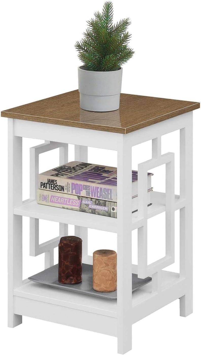 Convenience Concepts Town Square End Table with Shelves, Driftwood/White