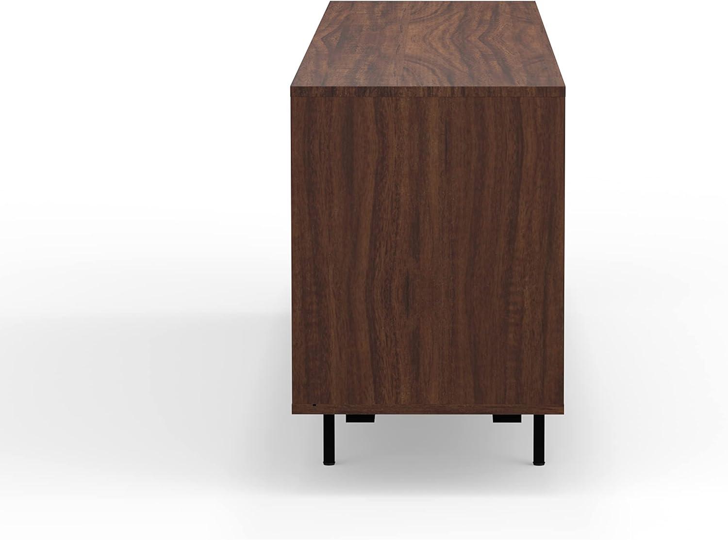 Glenwillow Home Atlas 78" x 28" Highboy Modern TV Stand Cabinet And Sideboard - Walnut Frame, White Door/Drawers, Black Base