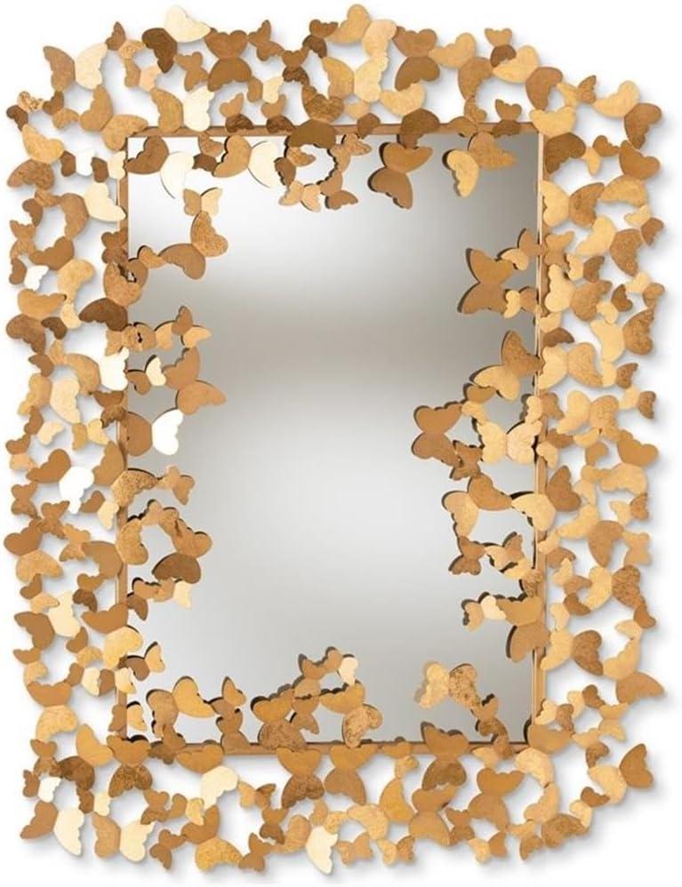 Ethereal Butterfly Gold Metal Rectangular Wall Mirror