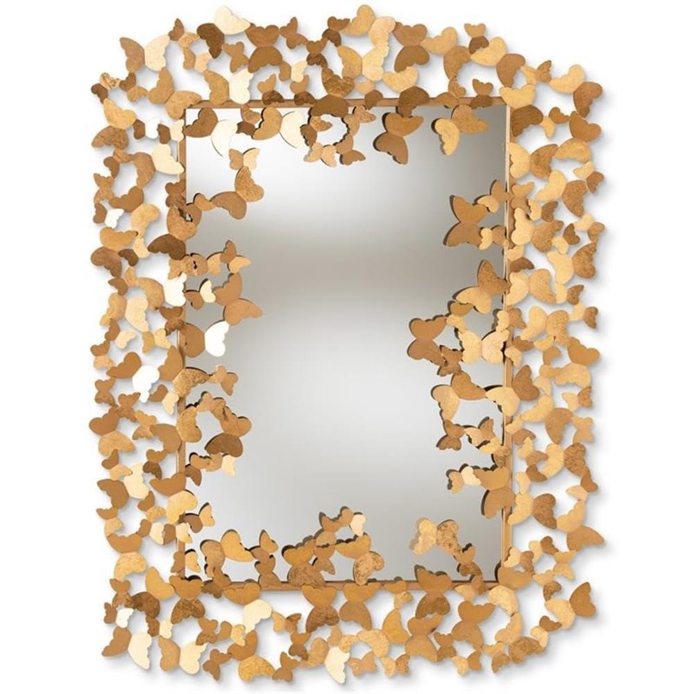 Baxton Studio Antique Gold Finished Butterfly Accent Wall Mirror