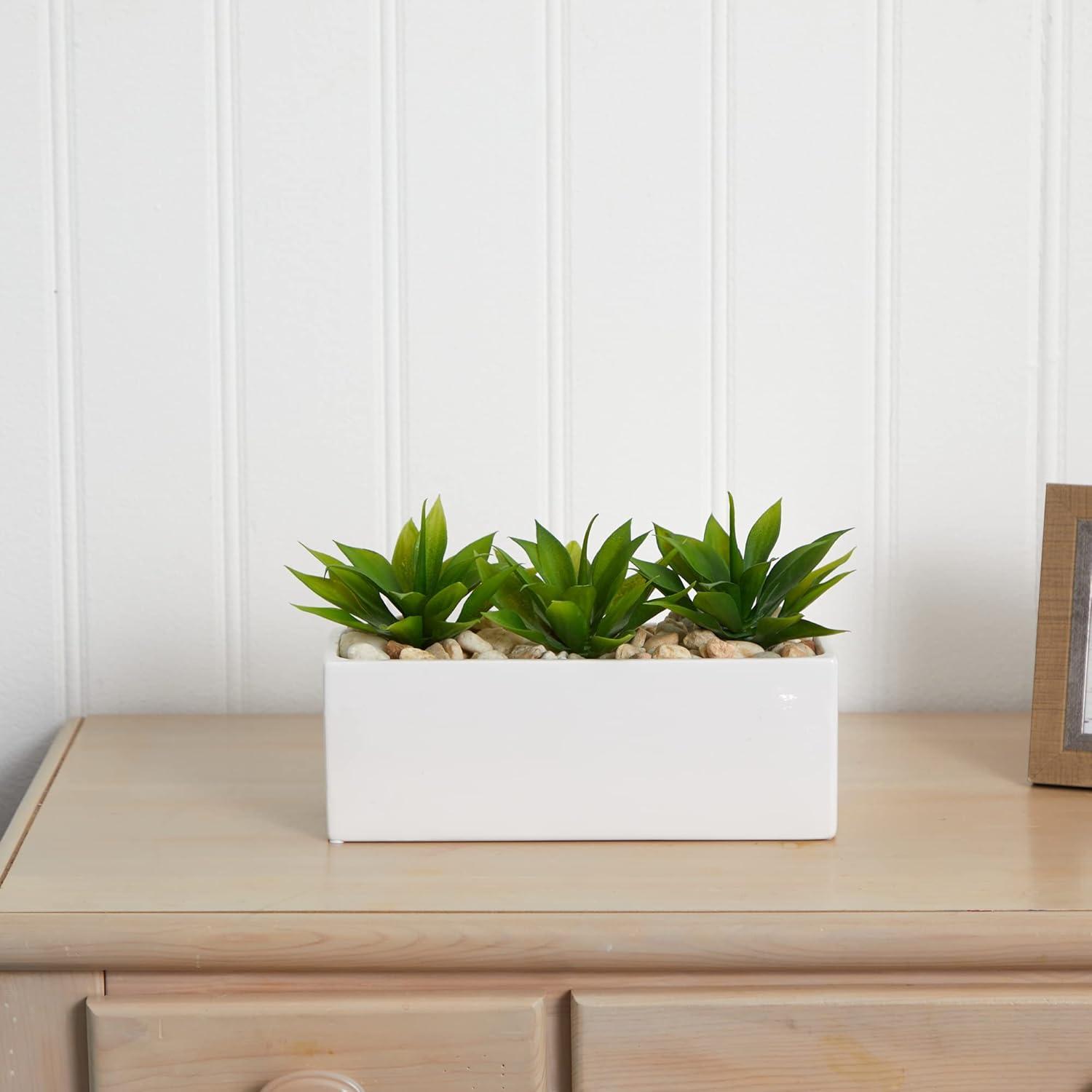 7'' Faux Agave Plant in Ceramic Planter