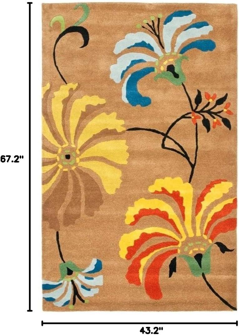 SAFAVIEH Soho Brooke Floral Wool Area Rug, Brown/Multi, 3'6" x 5'6"