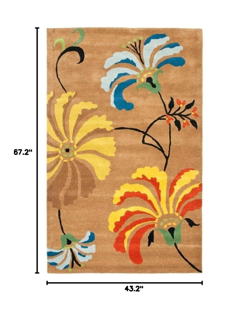 SAFAVIEH Soho Brooke Floral Wool Area Rug, Brown/Multi, 3'6" x 5'6"