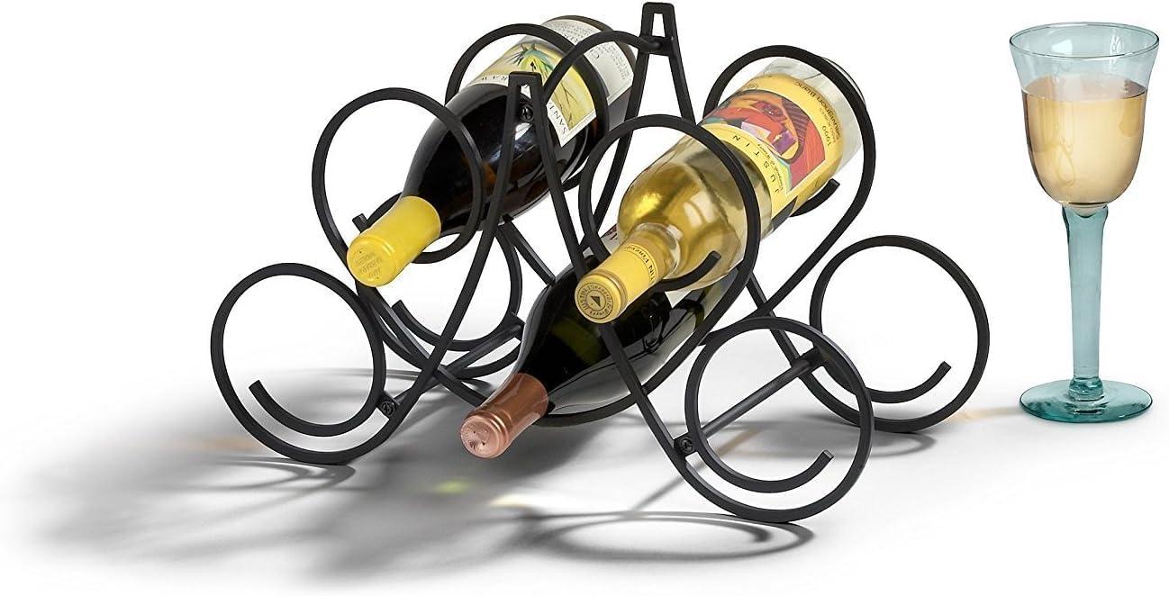 Bordeaux 9.75 in. x 16.5 in. x 7.5 in. Steel Knock Down 5-Bottle Wine Rack in Black