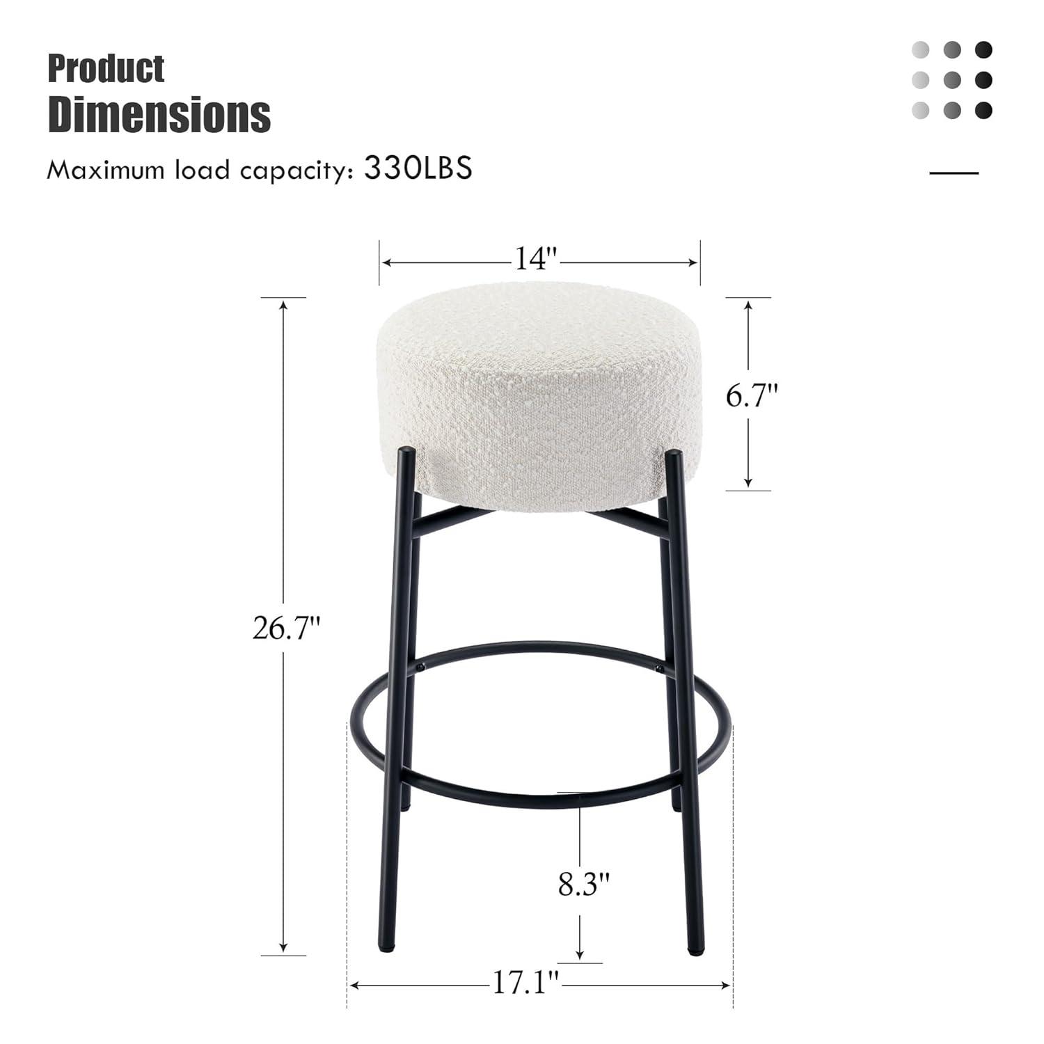 Amy Swivel Backless Boucle Upholstered 26.7"H Counter Stool with Steel Frame (Set of 2/3/4)