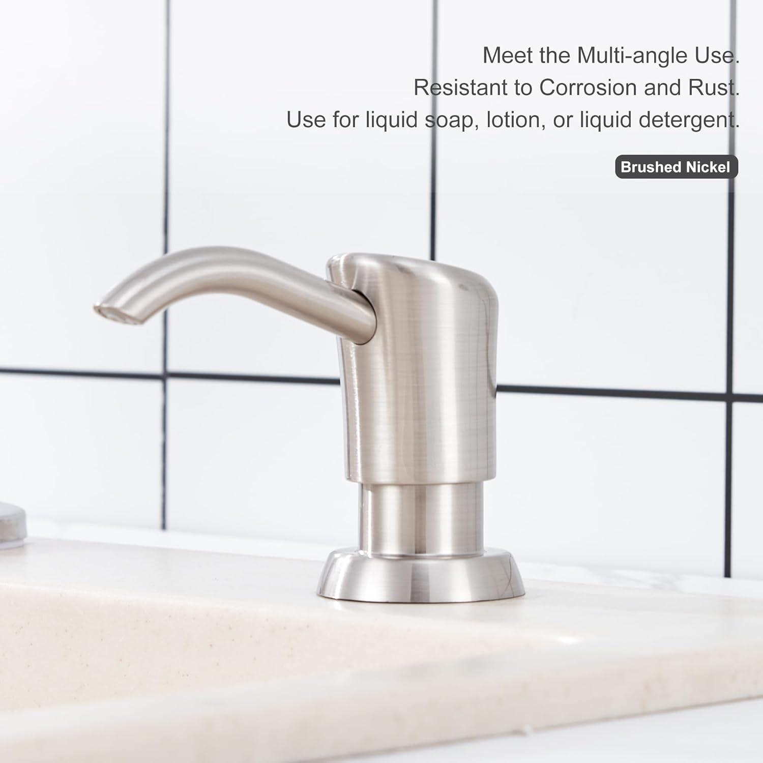 GAGALIFE Built in Sink Soap Dispenser or Lotion Dispenser for Kitchen Sink, Brushed Gold ABS Pump Head, with 17 Ounce Large PET Soap Bottle