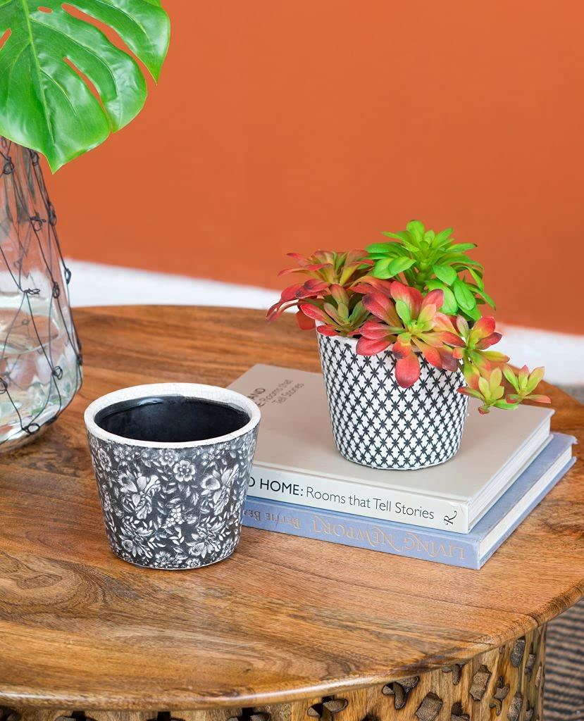 A&B Home 3pc Outdoor Decor Floral Naturespire Planters - Blue: Ceramic, No Drainage Hole, Freestanding