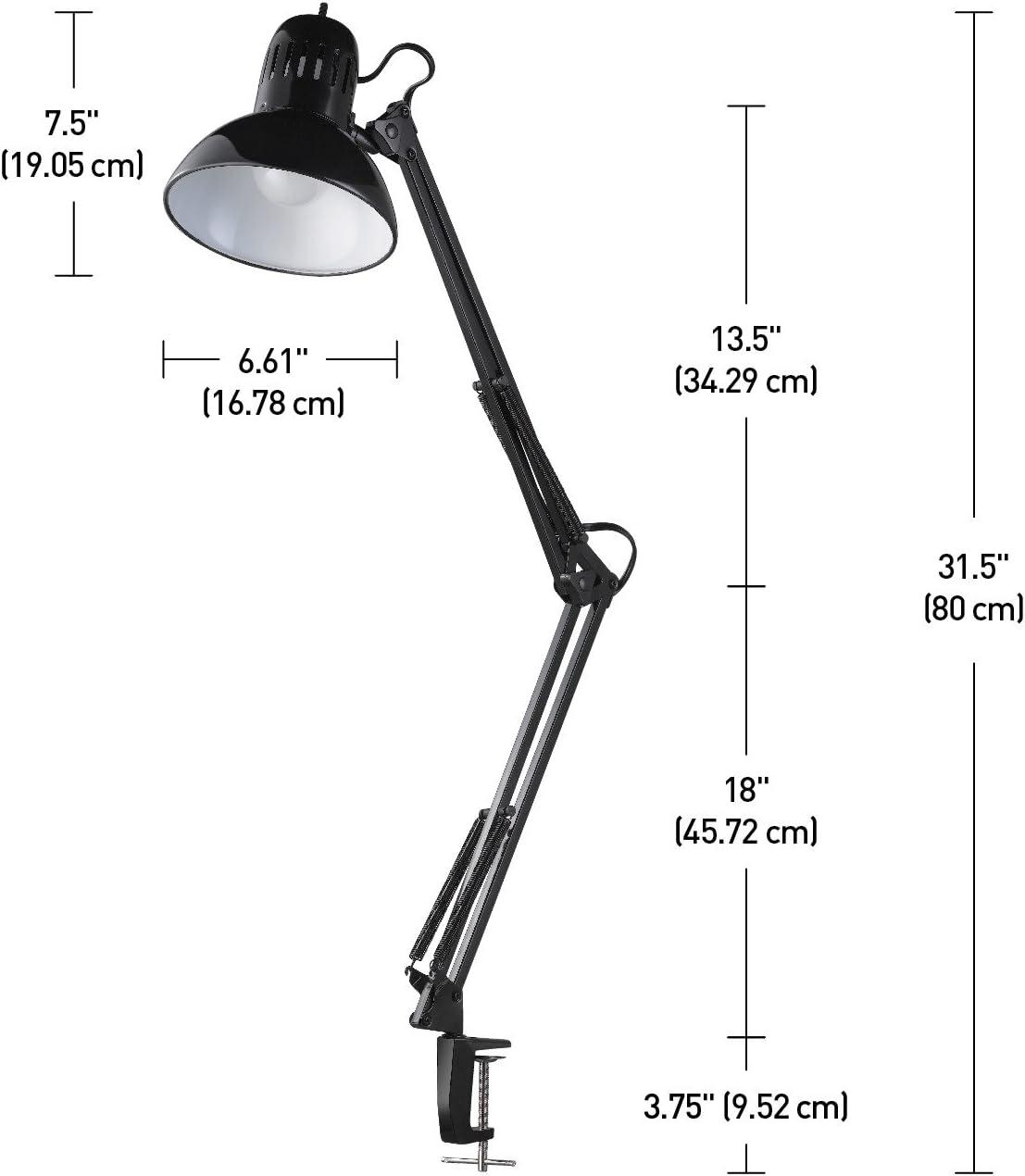 Globe Electric Architect 32" Black Swing-Arm Clamp-On Desk Lamp, LED Bulb Included, 12641