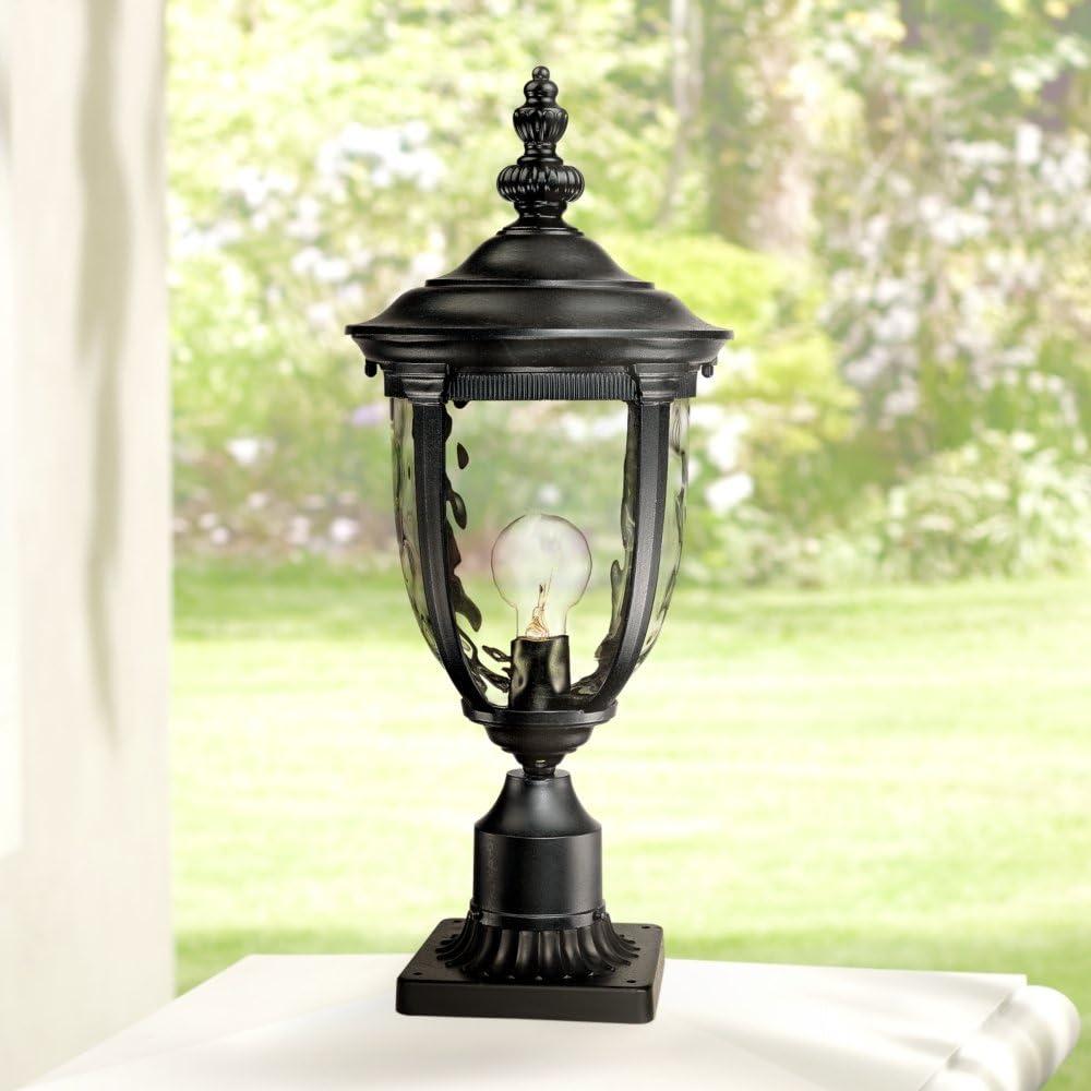 John Timberland Bellagio 21 1/4" High Country Outdoor Post Light Fixture Pole Porch House Weatherproof Texturized Black Finish Metal Clear Glass Shade