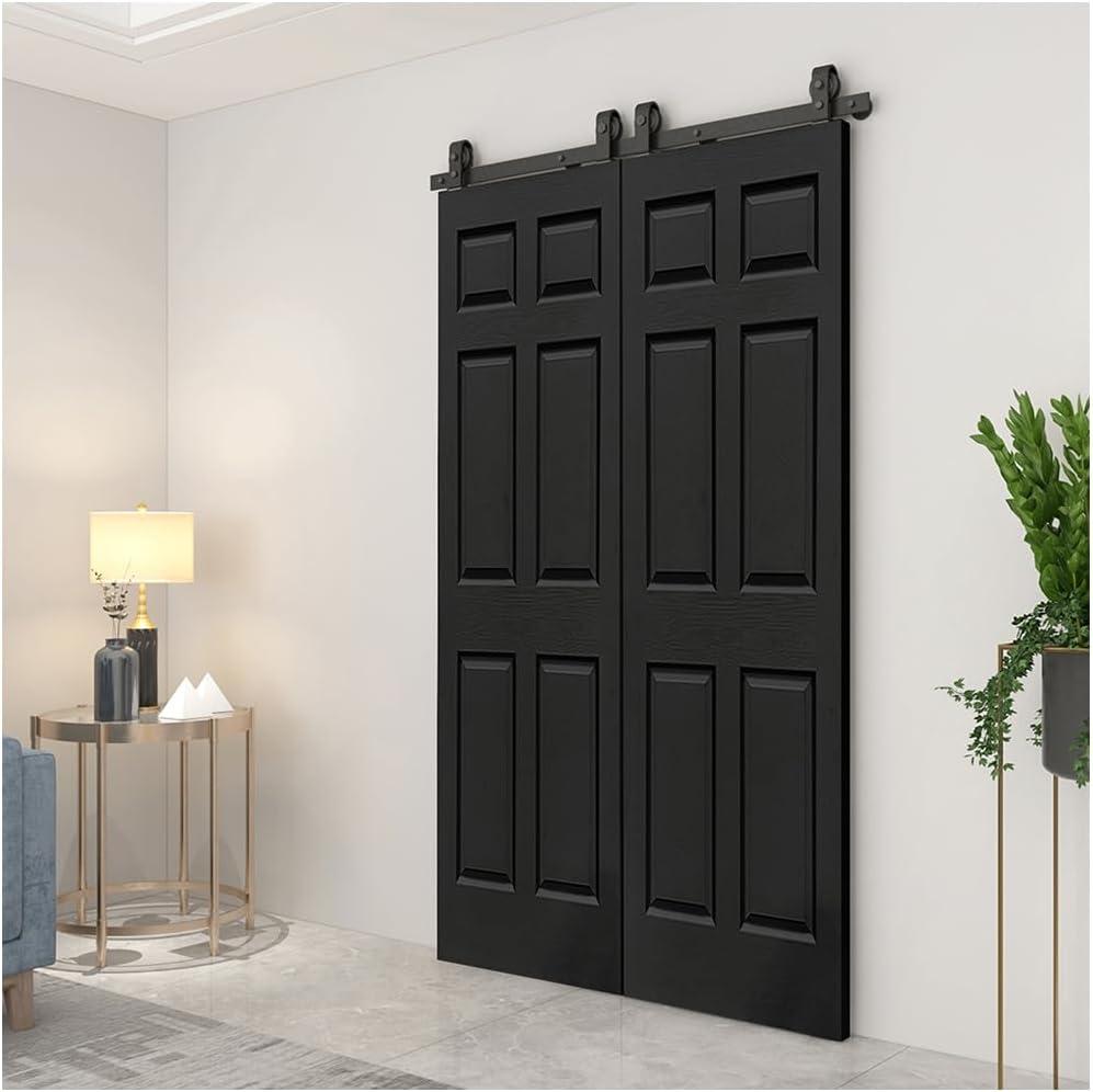 Calhome Paneled MDF Composite Double Bifold Barn Doors with Installation Hardware Kit