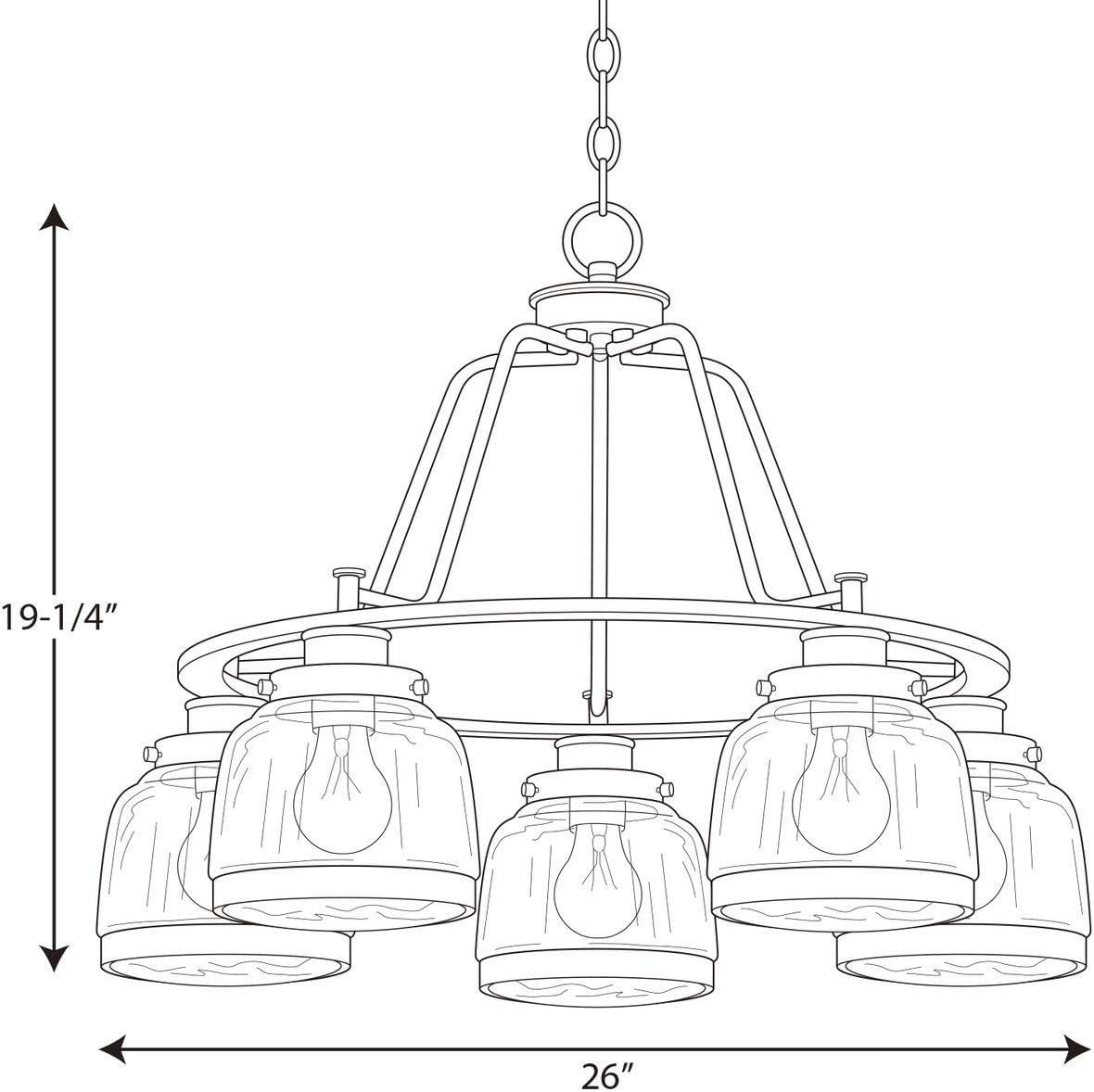 Progress Lighting Judson 5-Light Chandelier, Antique Bronze, Schoolhouse Globe, Canopy Included, Shade Dimensions: 6.5 x 5.25