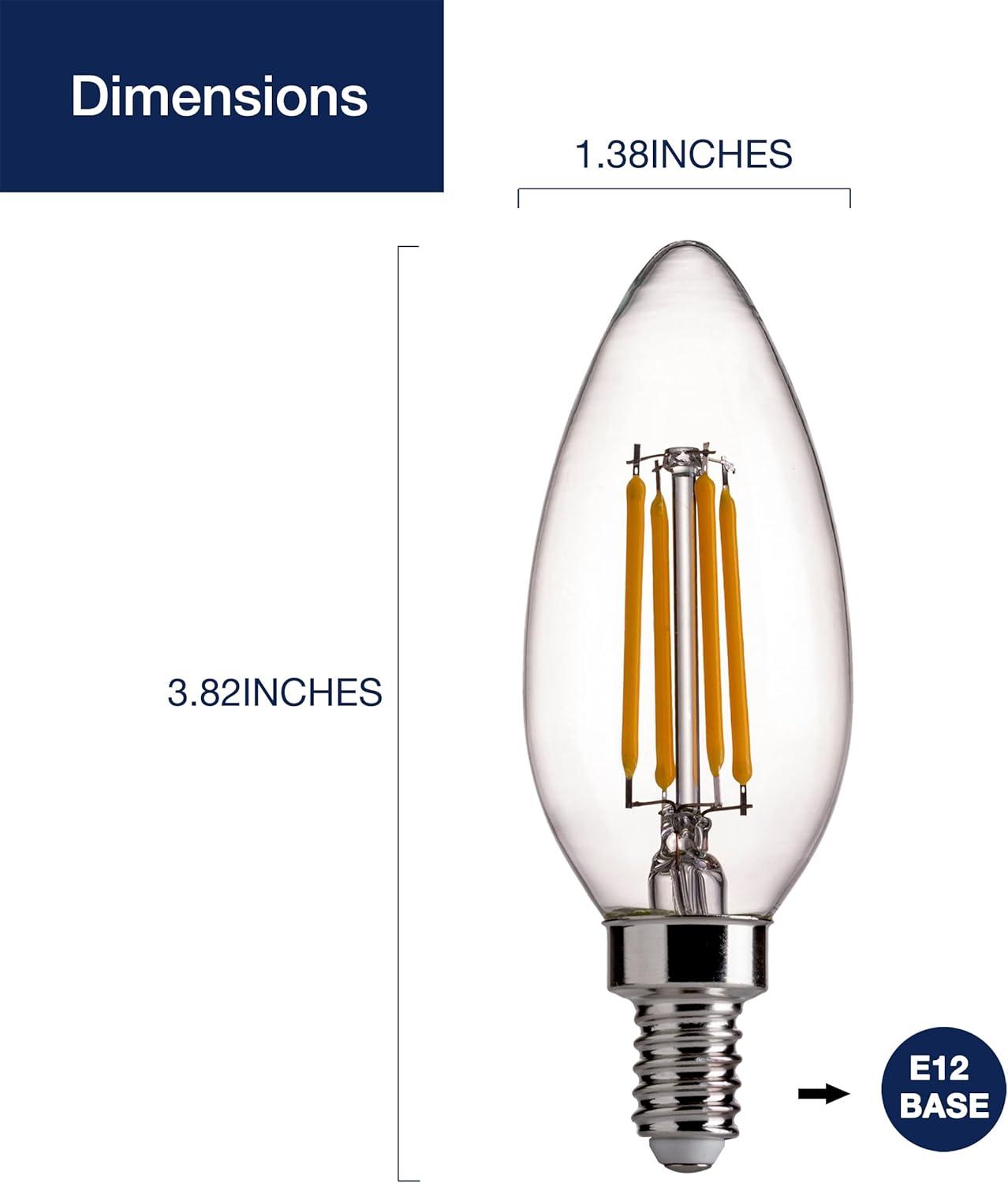 Dimmable Warm White LED Filament Chandelier Bulbs, 6-Pack