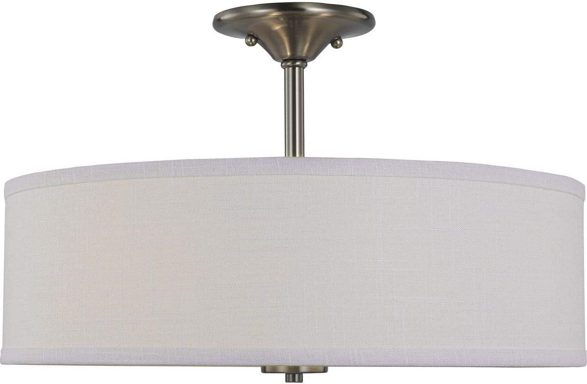 Progress Lighting Inspire Collection 3-Light Semi-Flush Mount, Brushed Nickel, Summer Linen Shade