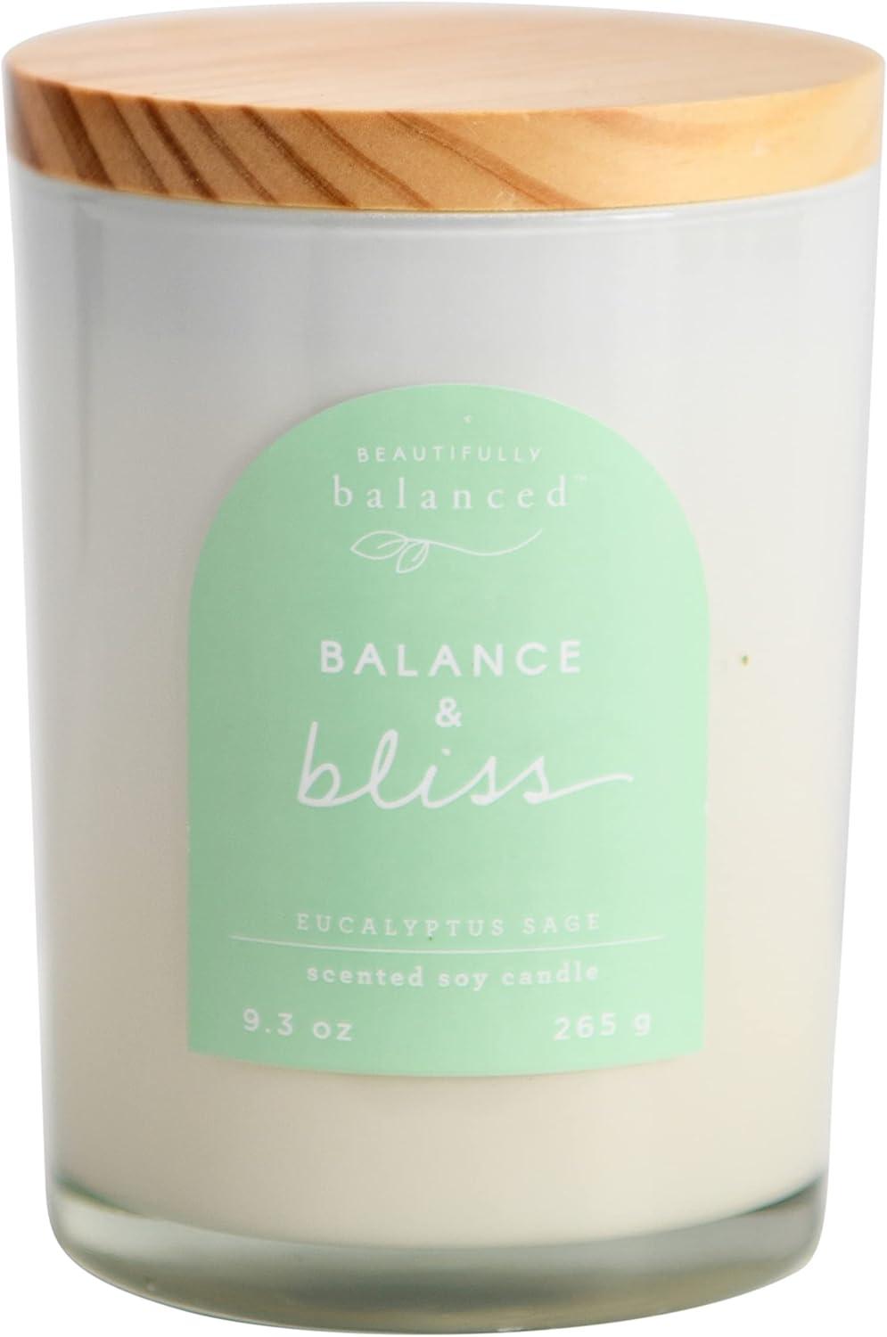 Balance & Bliss Green Soy Scented Candle with Wooden Lid, 9.3 oz