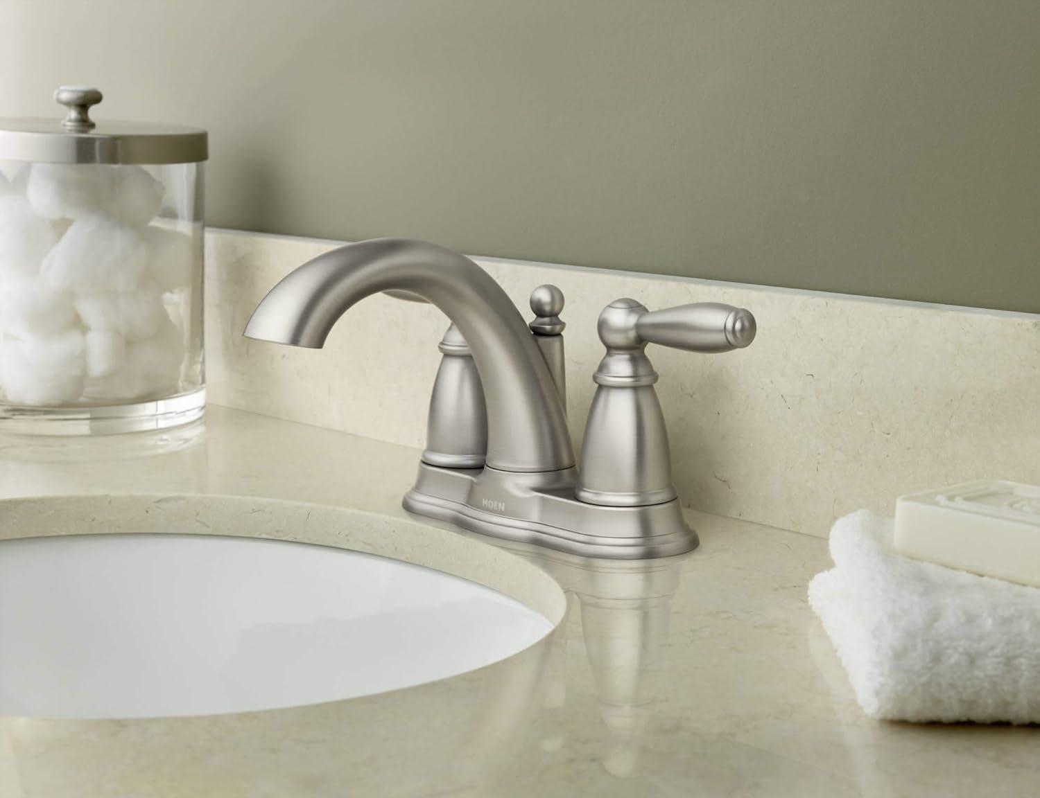 Chrome Two-Handle Centerset Bathroom Faucet with Drain Assembly