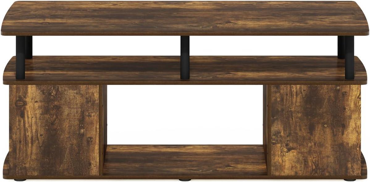 Furinno JAYA TV Stand Entertainment Center with Open Storage Compartment for TV up to 50 Inch, Amber Pine/Black