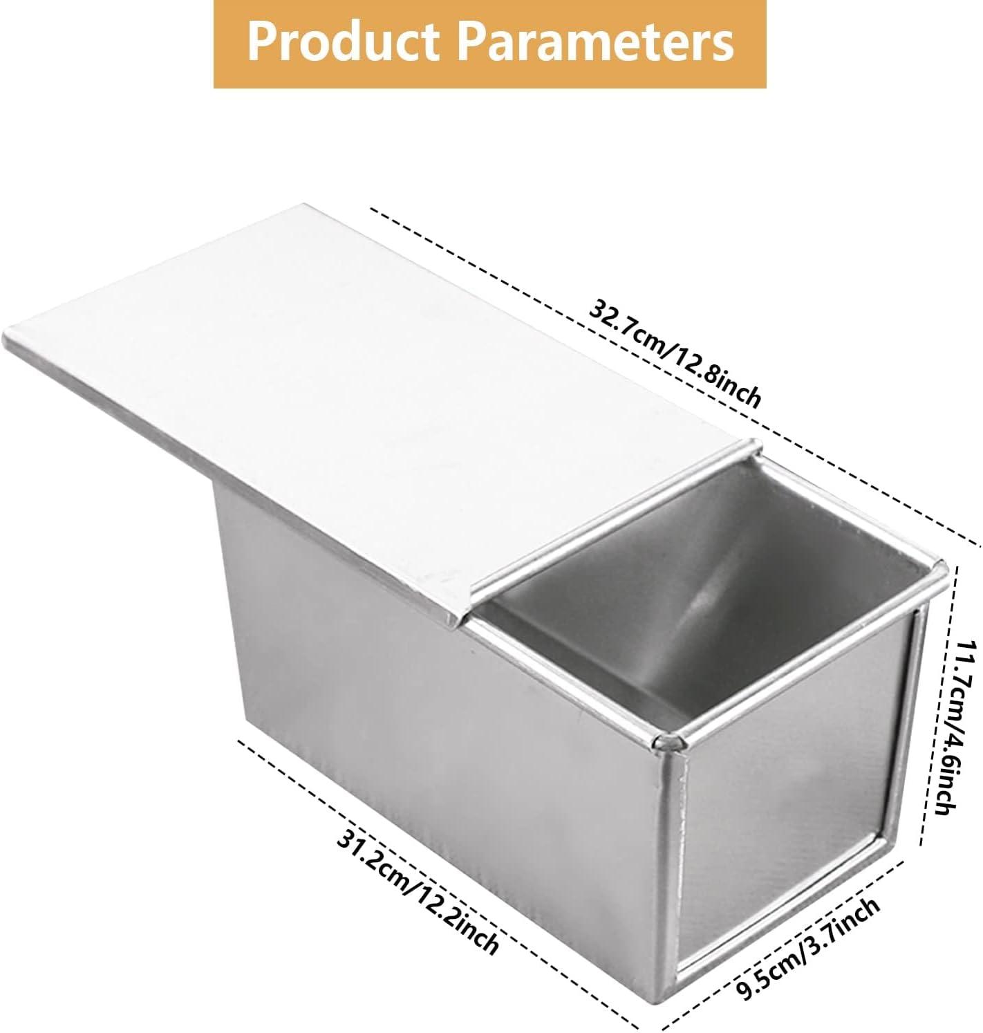 Rectangular Silver Aluminum Non-Stick Loaf Pan with Lid