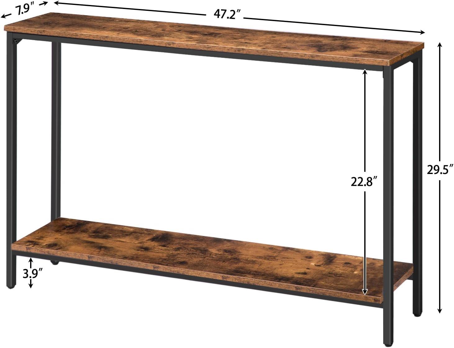 HOOBRO Console Table 47.2" Narrow Skinny Table Industrial Entryway Living Room Hallway BF20XG01G1