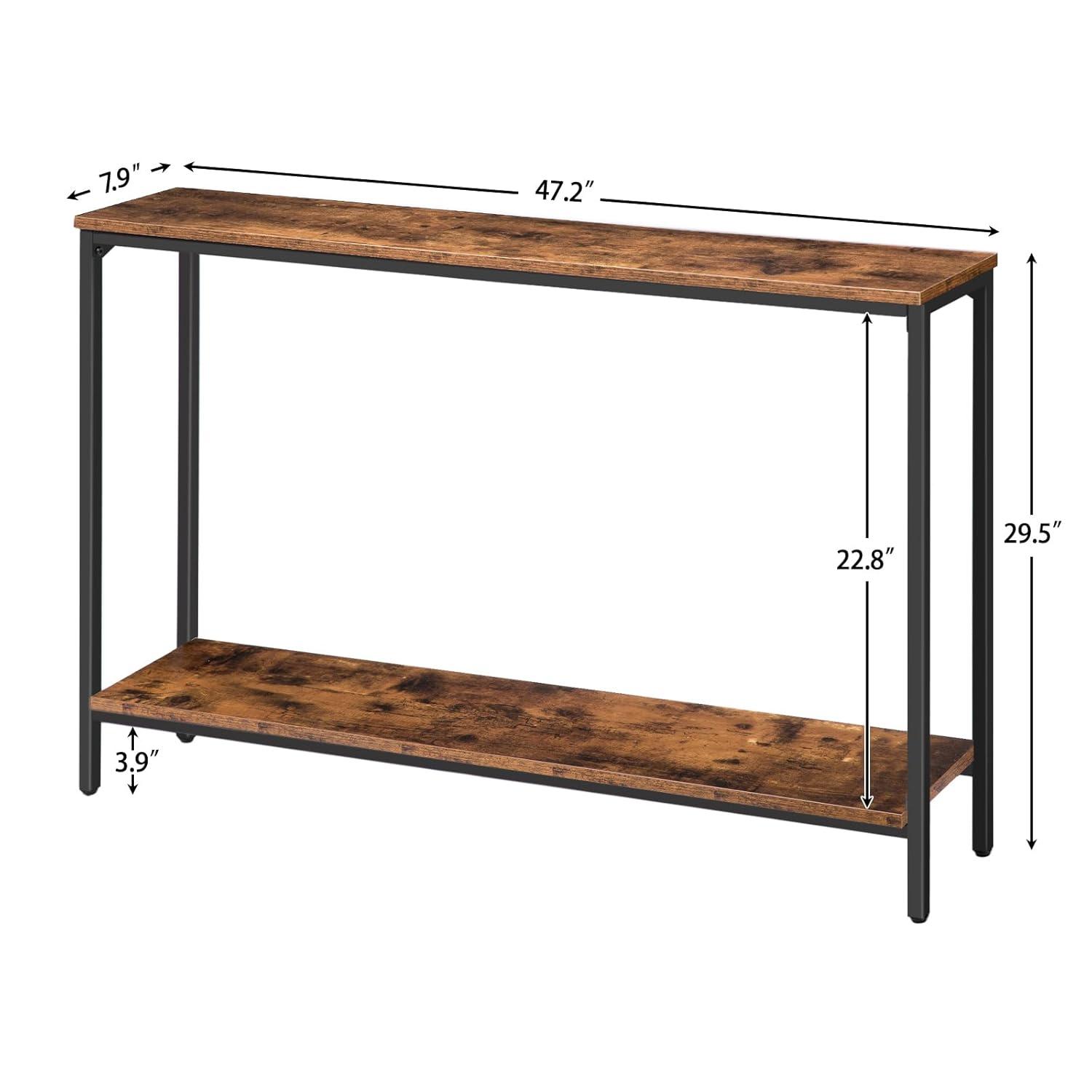 HOOBRO Console Table 47.2" Narrow Skinny Table Industrial Entryway Living Room Hallway BF20XG01G1