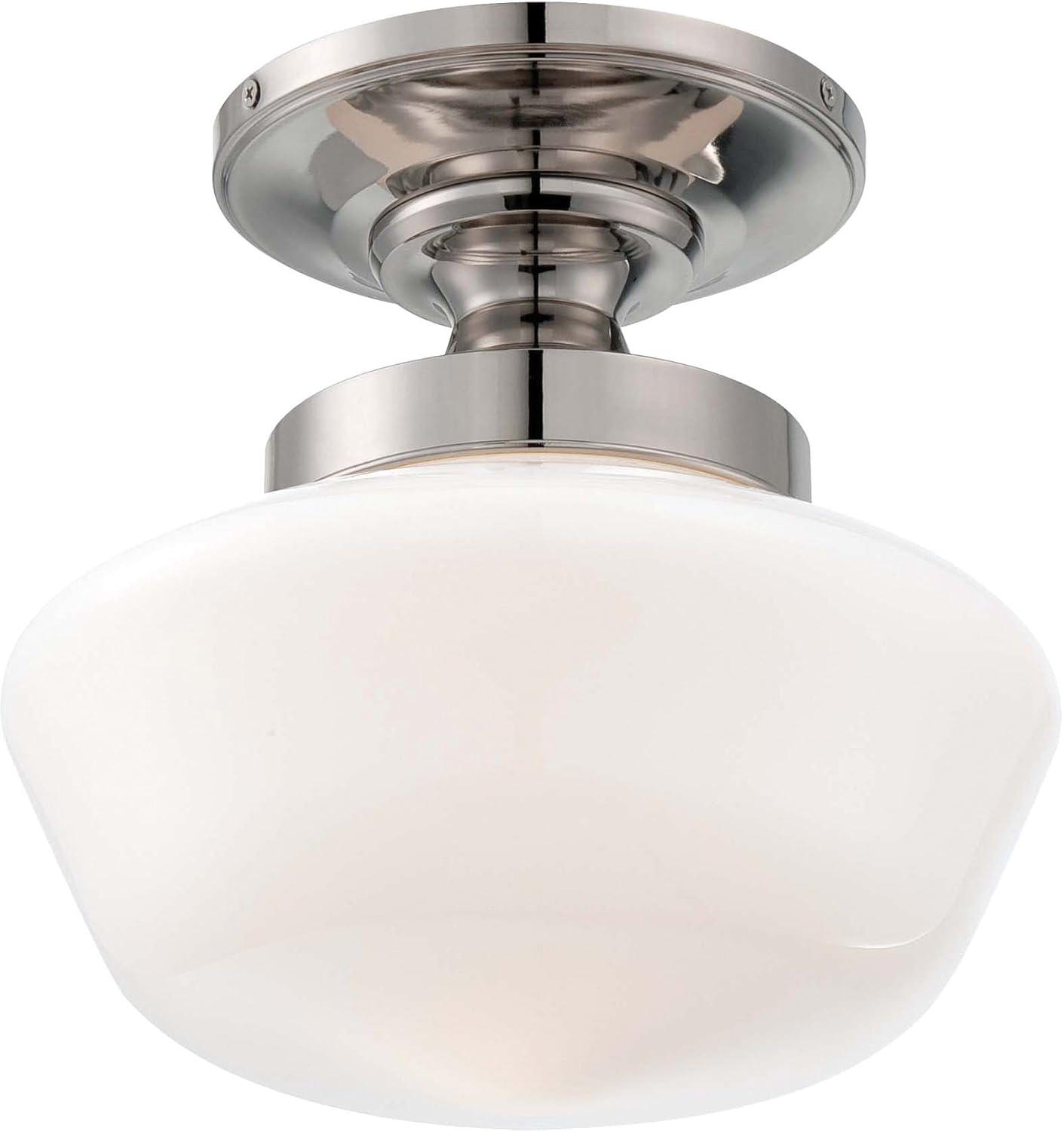 Minka Lavery Schoolhouse Style 12" Wide Polished Nickel Ceiling Light