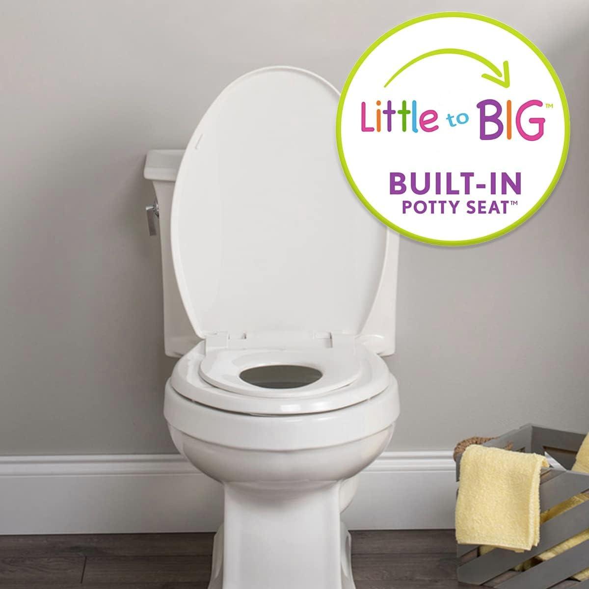 Little2Big Elongated Toilet Seat with Built-In Potty Training Seat