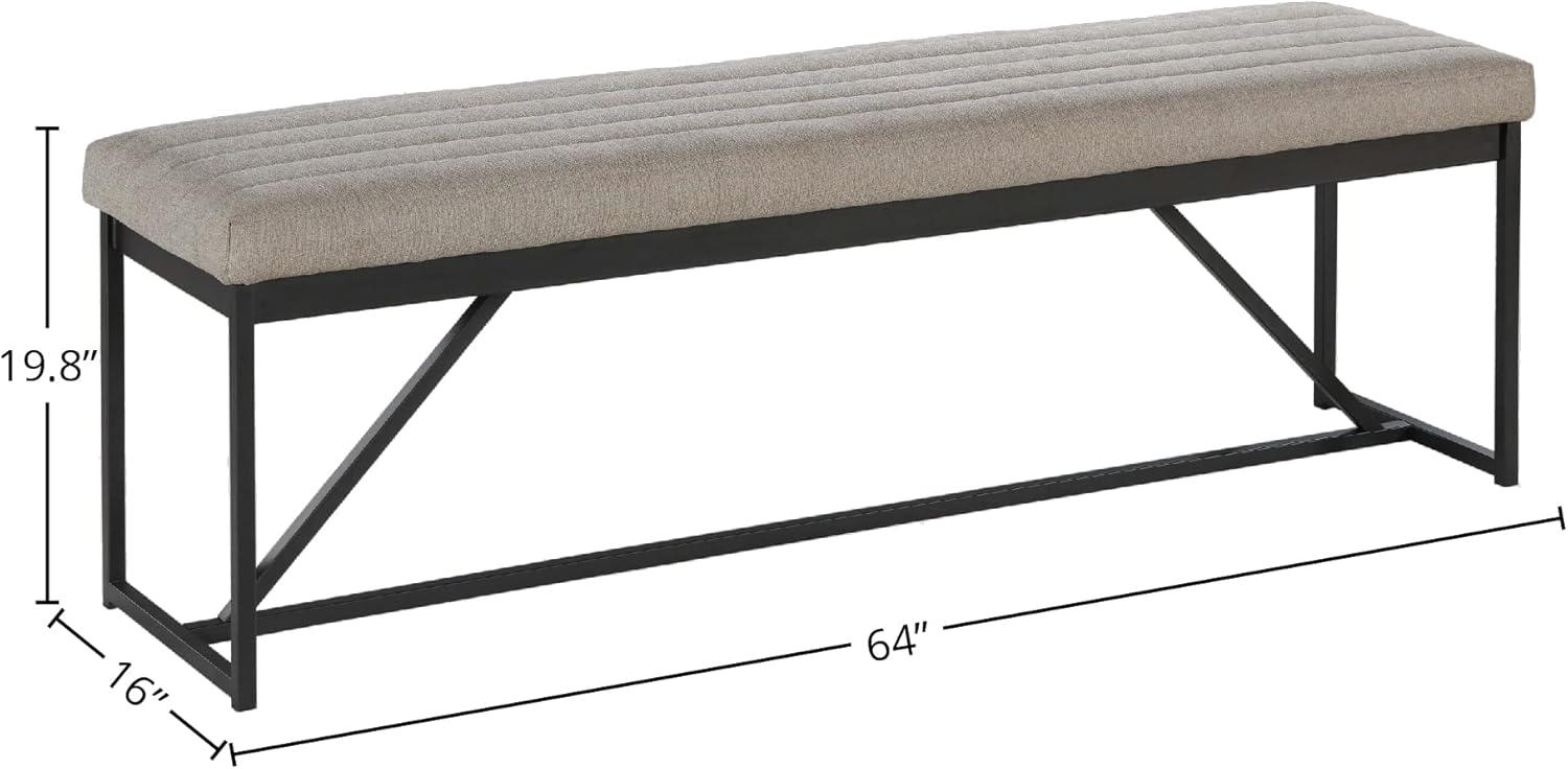 Intercon Furniture Eden 64" Modern Fabric and Metal Backless Bench in Dune Gray