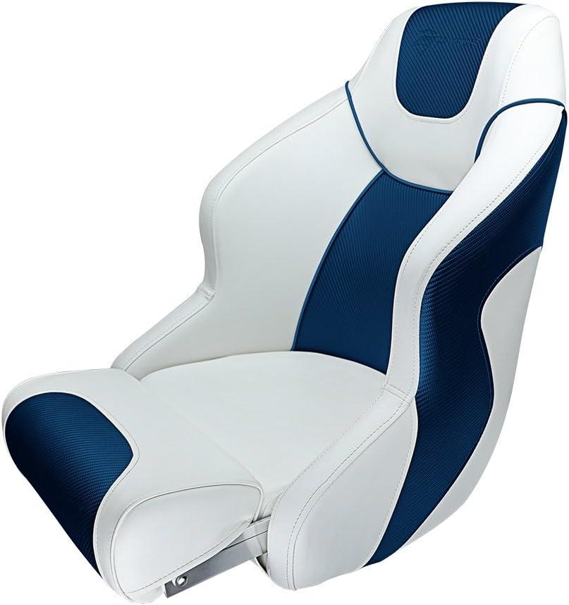 White and Blue Faux Leather Captain Bucket Boat Seat