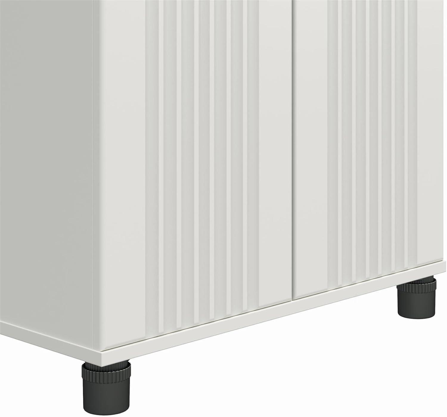SystemBuild Evolution Kendall Fluted 24" Wide 2 Door Storage Cabinet, White