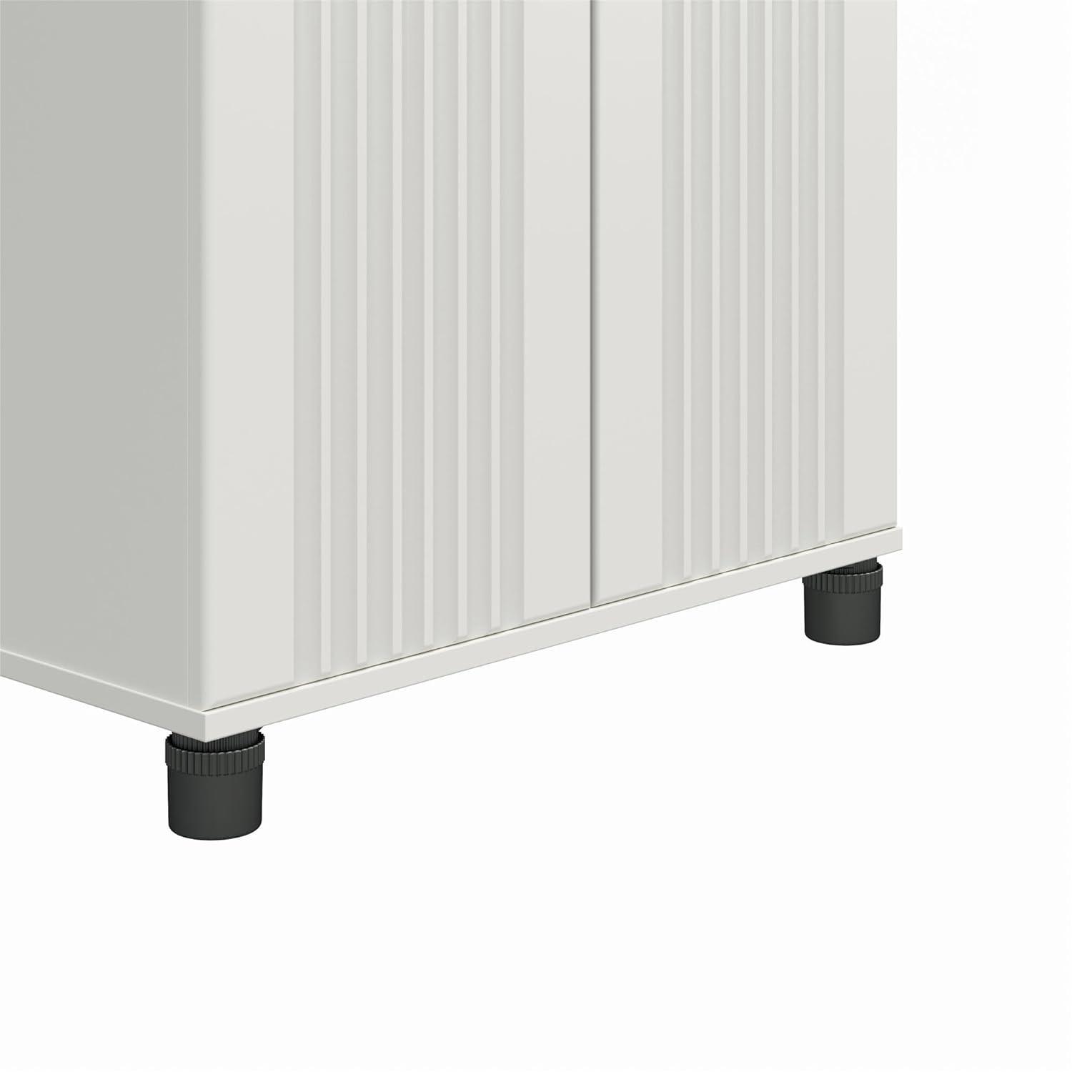 SystemBuild Evolution Kendall Fluted 24" Wide 2 Door Storage Cabinet, White