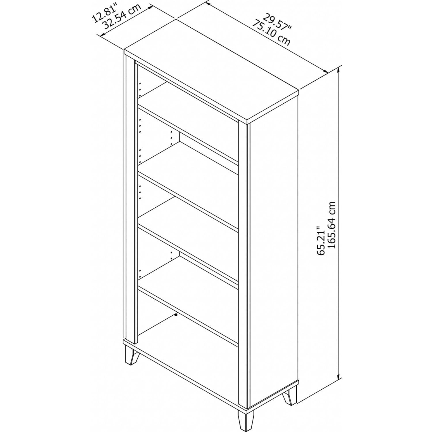 Bush Furniture Somerset 5 Shelf Tall Bookcase in Maple Cross Finish