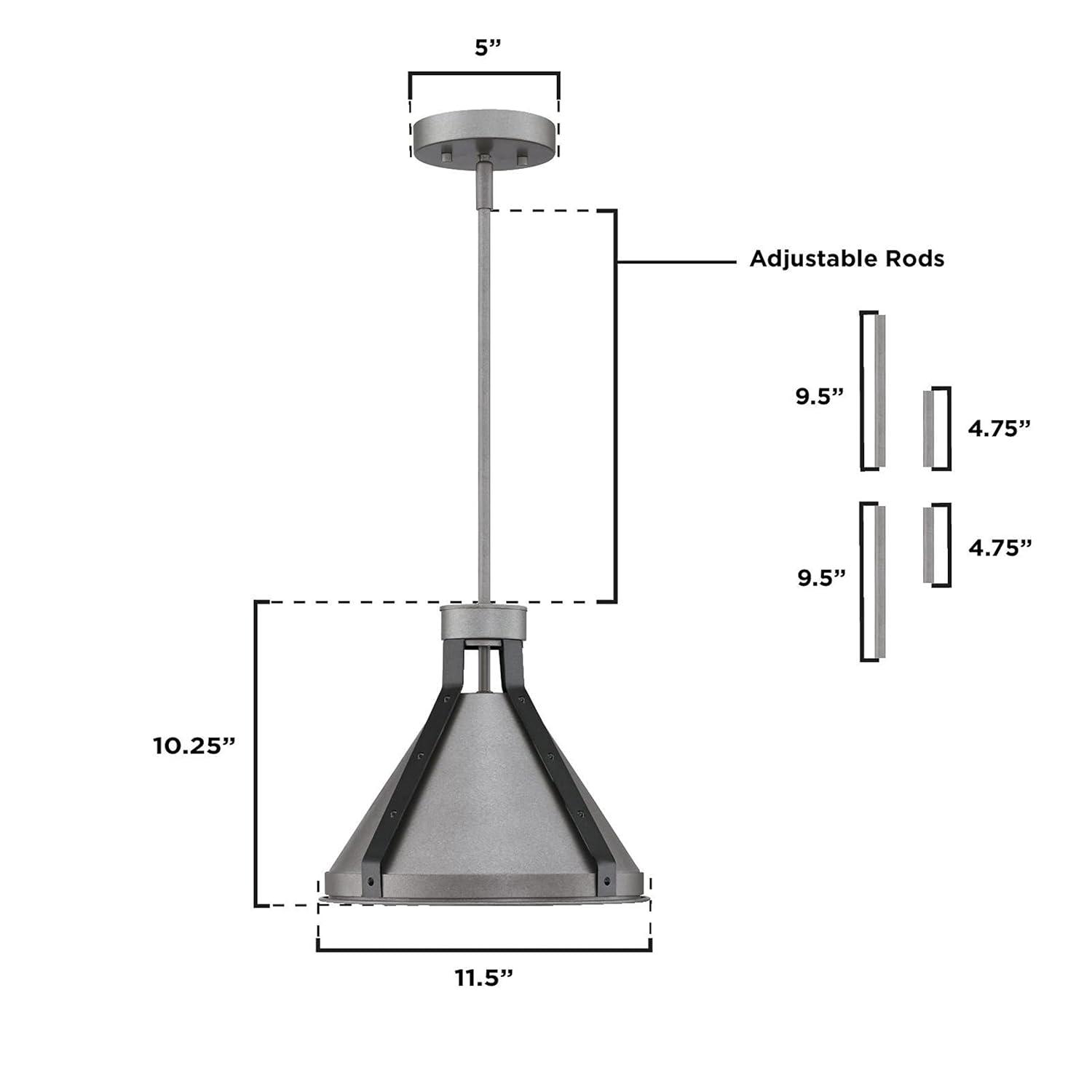 Westinghouse 6128400 Pennsauken Vintage-Style One Light Indoor Pendant, Industrial Steel Finish with Iron Accents