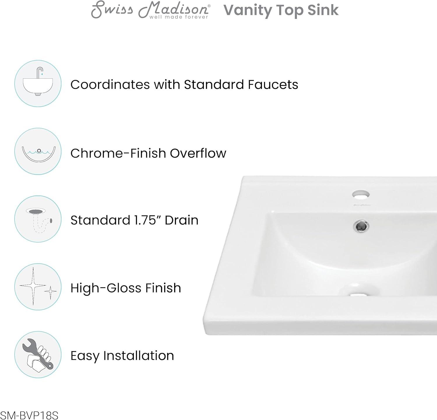 Swiss Madison Single Bathroom Vanity Top with Sink