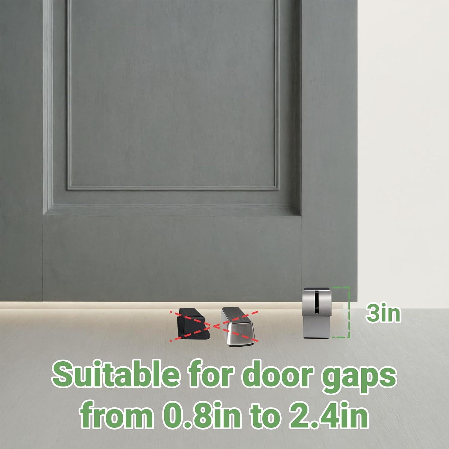 Large Door Stopper - Metal Door Wedge, Tall Door Stopper, Spring Rubber for Extra Strong Grip (Silver, 1 Pack)