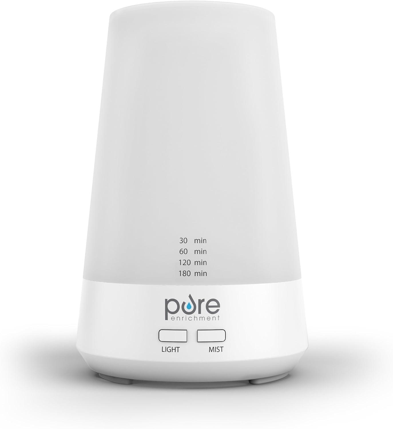 PureSpa Essence Aromatherapy Oil Diffuser – All-Natural Air Freshener with Optional Color-Changing Mood Light and Automatic Shut-Off Timer for Safe Home & Office Use