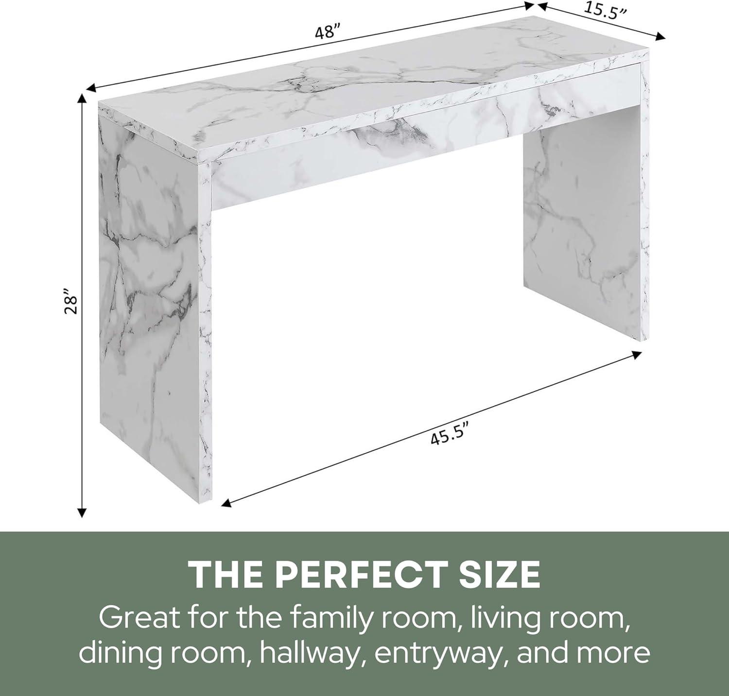 Convenience Concepts Northfield Hall Console Table/Desk, White Faux Marble