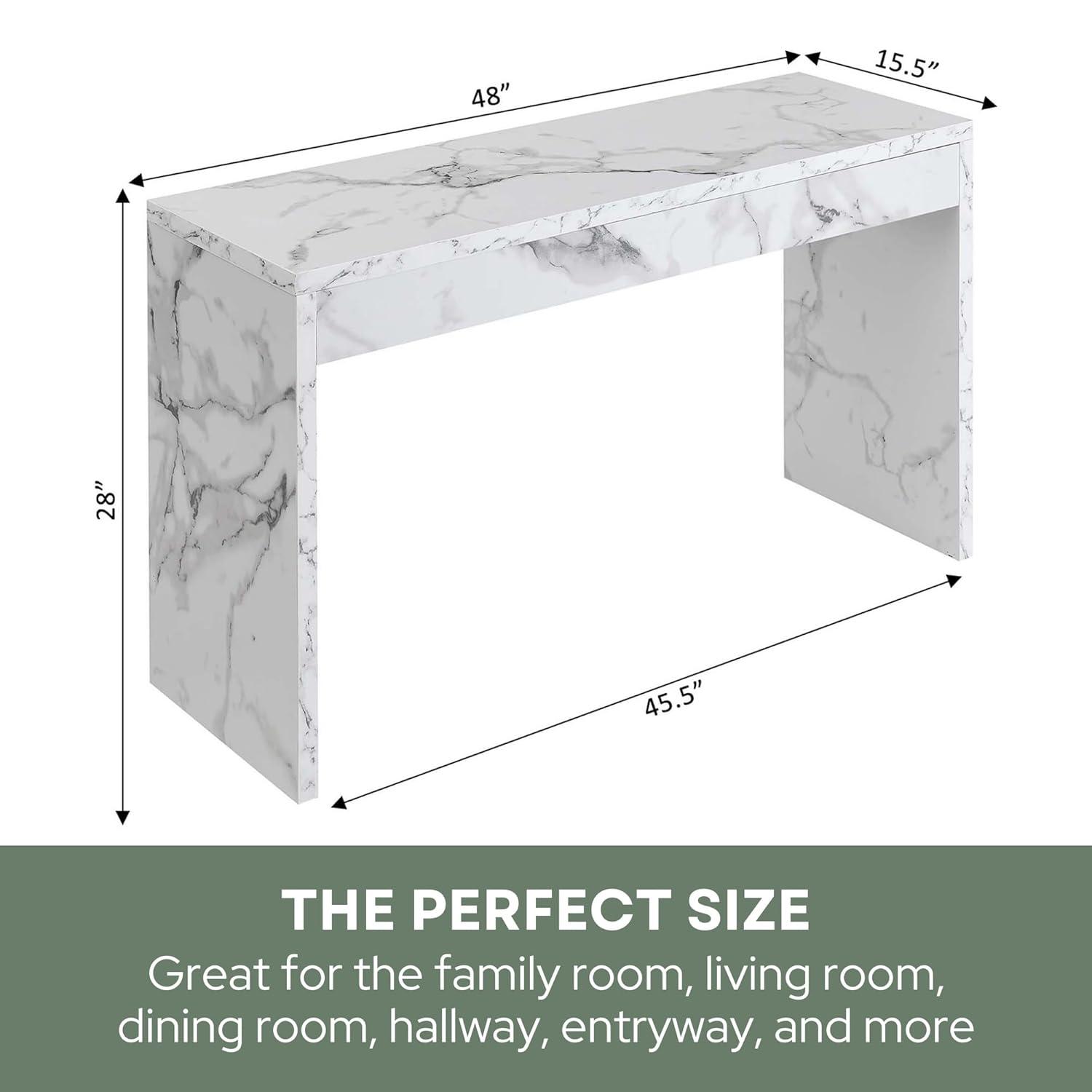 Convenience Concepts Northfield Hall Console Table/Desk, White Faux Marble