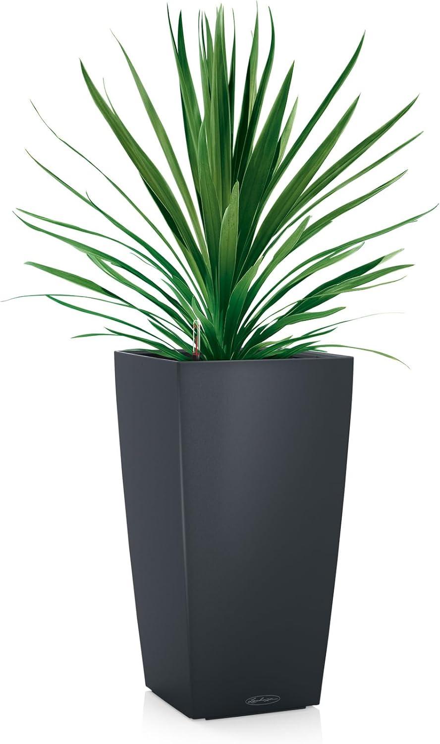 Lechuza USA 22” Gray Cubico Outdoor Planter with Water Reservoir