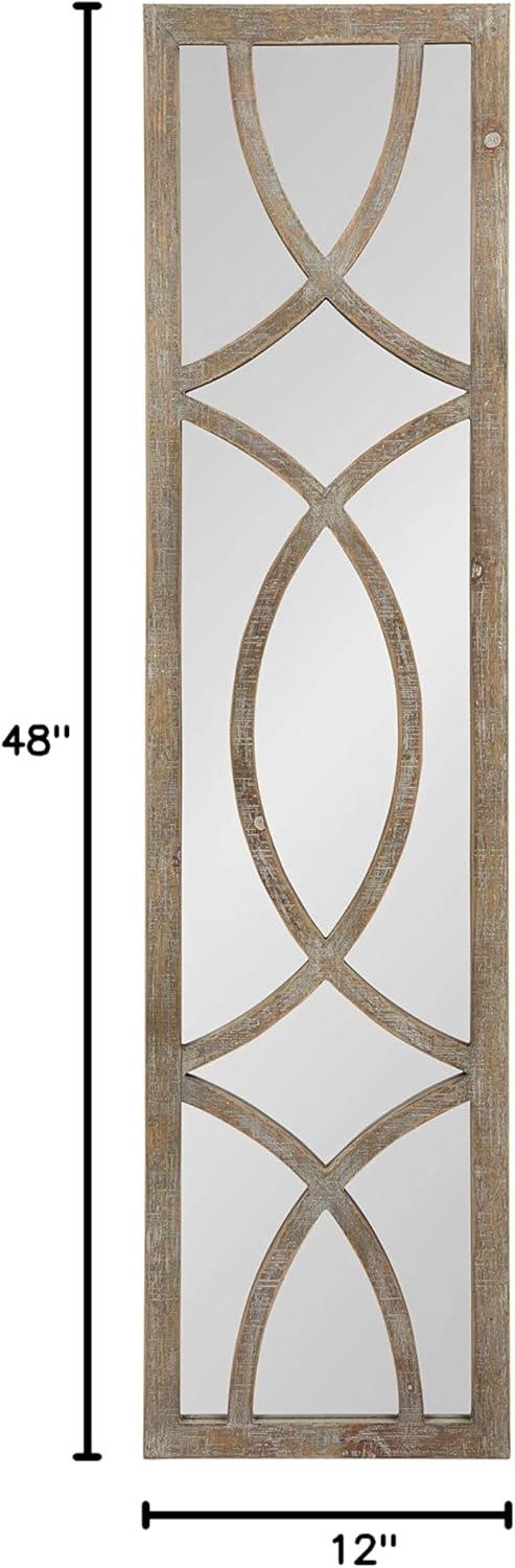 12" x 47" Tolland Wood Panel Wall Mirror Brown - Kate and Laurel